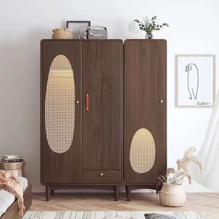 4-Column Household Simple Assembly Wardrobe Storage Cabinet Combination Portable Wardrobe Minimal chest rattan wardrobe