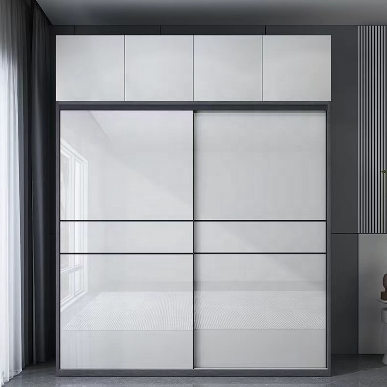 Mdf Modern Design Modular Mirrored Sliding Door Soild Wood Cupboard Wardrobe Custom Closet