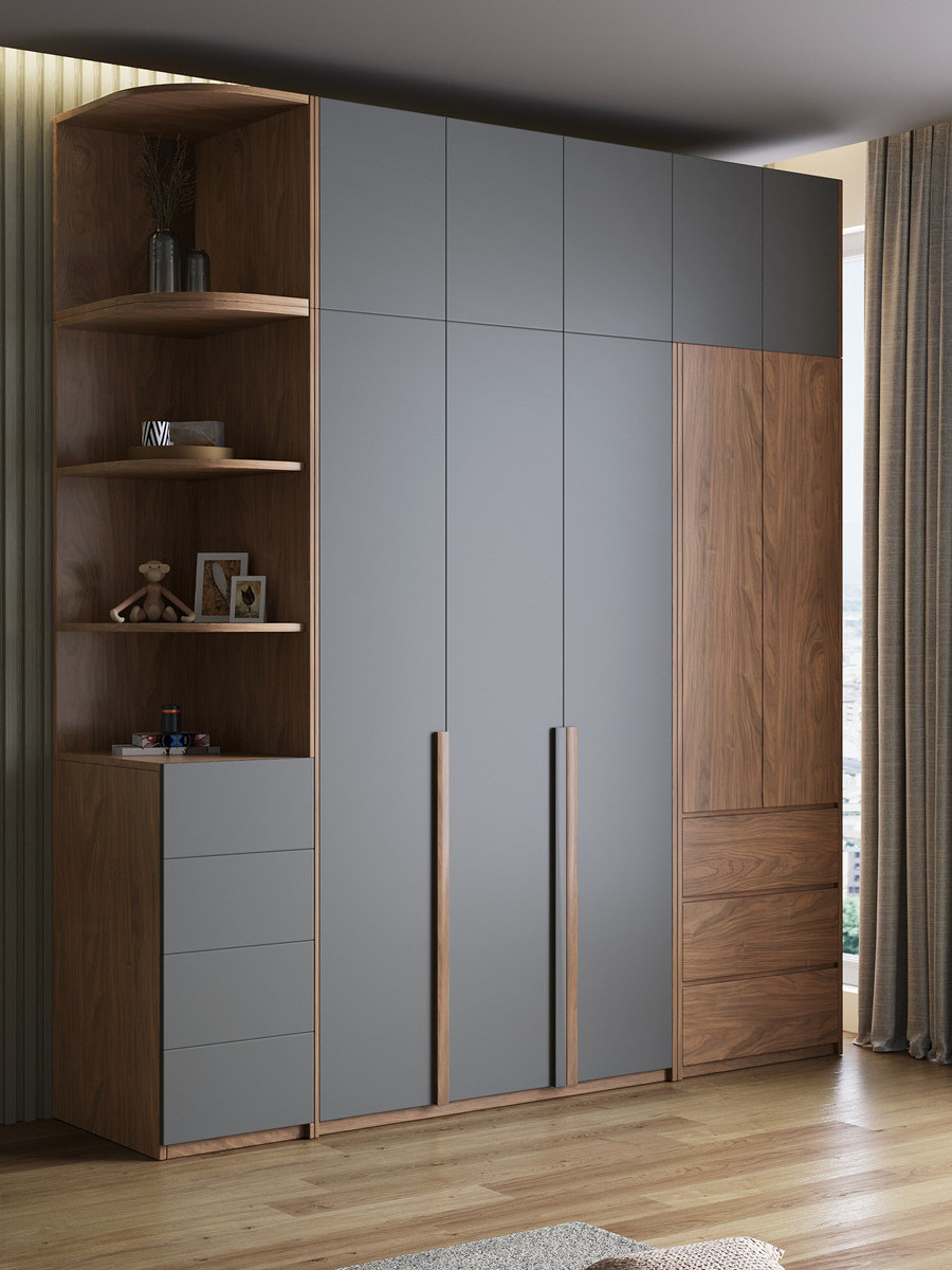 Supplier Wholesale Melamine Finishing Door Panel Wooden Sliding Door Wardrobe Armoire