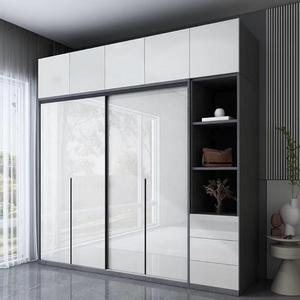 Mdf Modern Design Modular Mirrored Sliding Door Soild Wood Cupboard Wardrobe Custom Closet