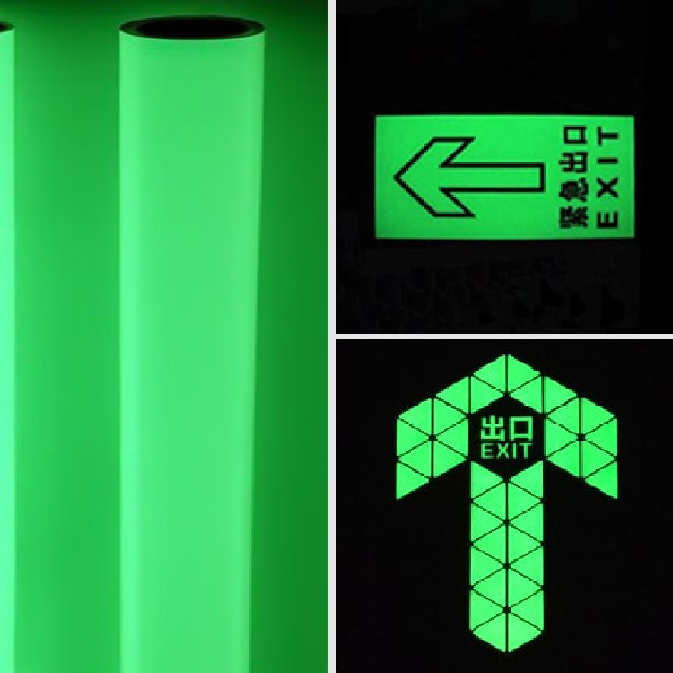 High Visibility Photoluminescent Luminous Vinyl Film Glow In The Dark Reflective Film luminescent tape