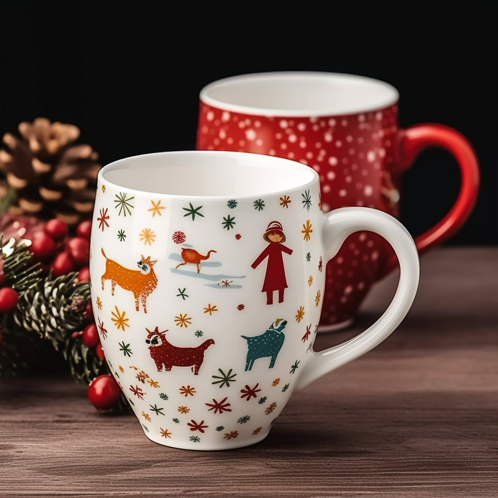 New 2023 christmas mug ceramic cups , bulk christmas mugs , custom nordic christmas mug gift set