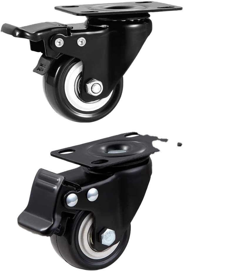 Huarui 2 Inch Casters Set Of 4 Heavy Duty Casters With Brakes Noiseless Locking Casters Polyurethane Material Swivel Plate Caste