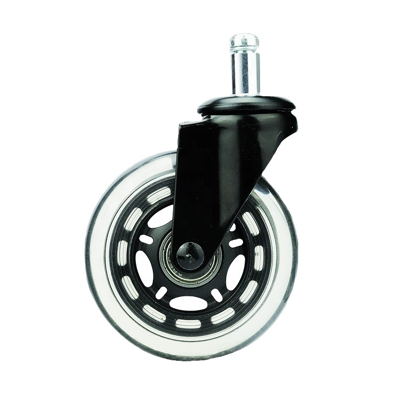 Huarui High Quality 75 Mm Pu Casters Silicone Office Chair Casters Wheels For Furniture Half Transparent Casters