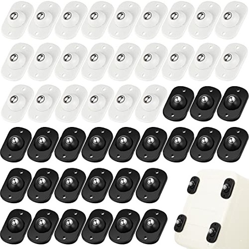 Mini Swivel Wheels 360 Degree Swivel Adhesive Rollers For Box Bottom Storage Box Furniture Trash Can (8pcs, Black)