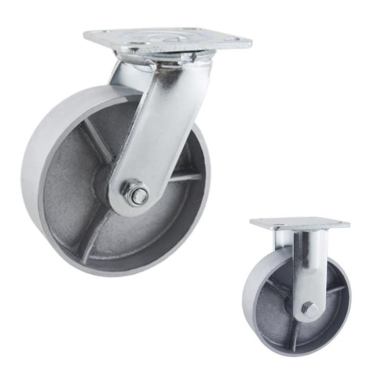 Side Brake Heavy Duty Steel Swivel Caster Wheels Casters with Cast Iron Wheels Replacement for Wheel Dollies