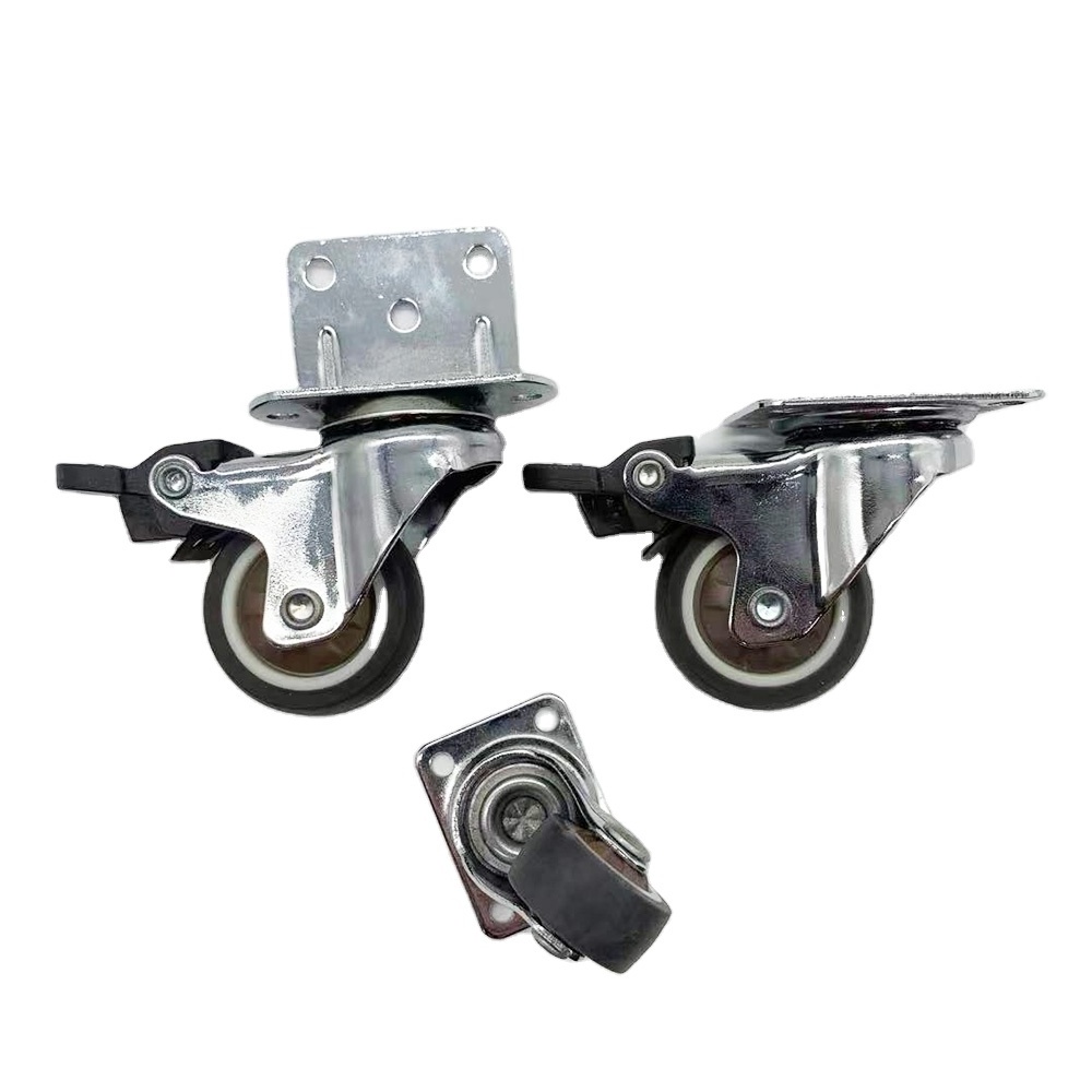 Guangzhou High Quality 75 mm Brown TPR Furniture Swivel Chrome Plated  Lock Caster Wheel