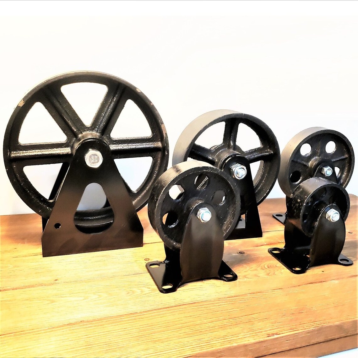 Antique 6/8/10/12 Inch Metal Heavy Duty Top Plate Rigid Black Table Caster Steel Furniture Wheels