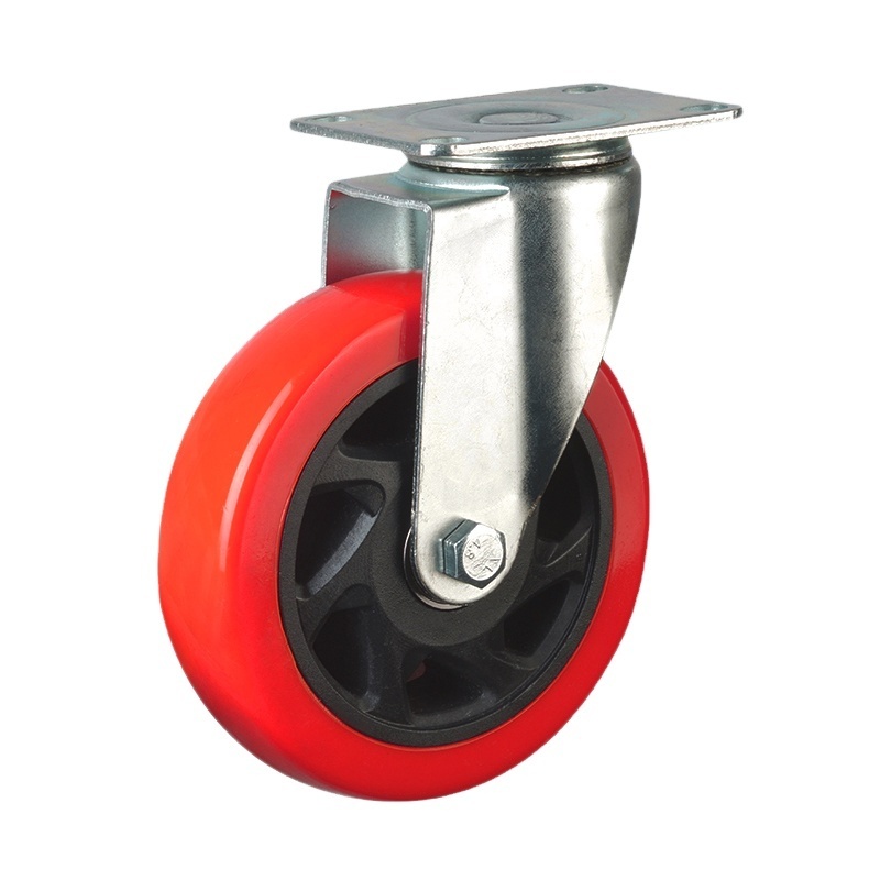 360 Degrees Rotatable 3/4/5/6 Inch Red/orange/black Pvc Castors Caster Wheels With Lock For Heavy Duty