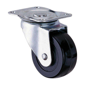 Industrial Light Duty 1 2 3 inch Zinc Plated Black Rubber Swivel Fixed Side Brake Caster Wheel