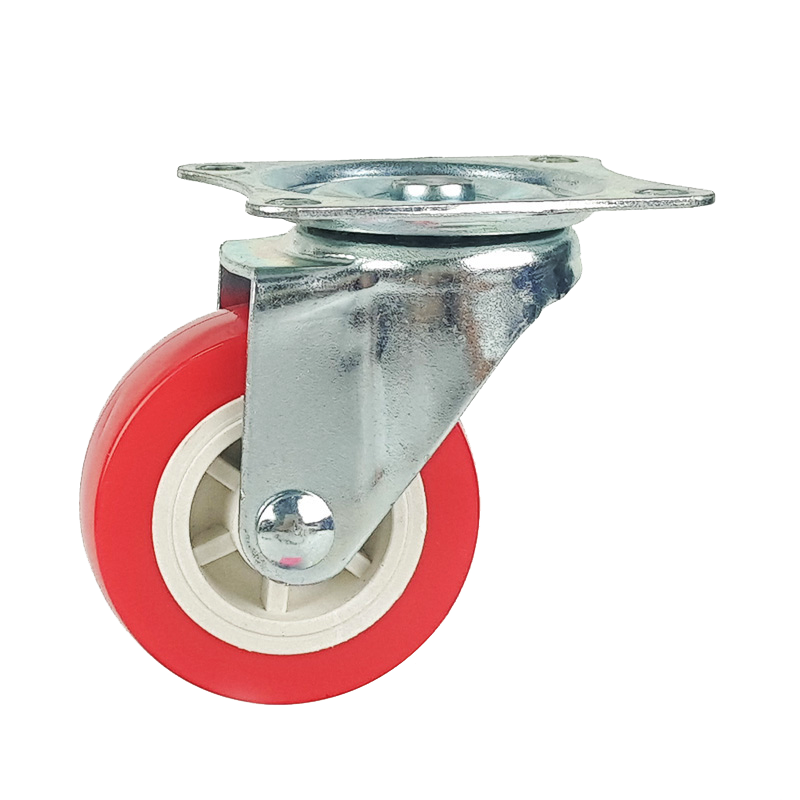 Industrial Light Duty 1 2 3 inch Swivel Fixed Side Brake Zinc Plated Red PVC Wheel Caster Wheel