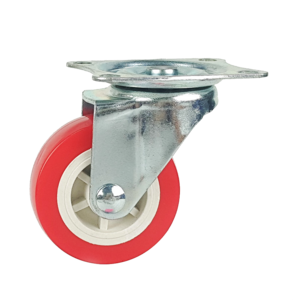 Industrial Light Duty 1 2 3 inch Swivel Fixed Side Brake Zinc Plated Red PVC Wheel Caster Wheel