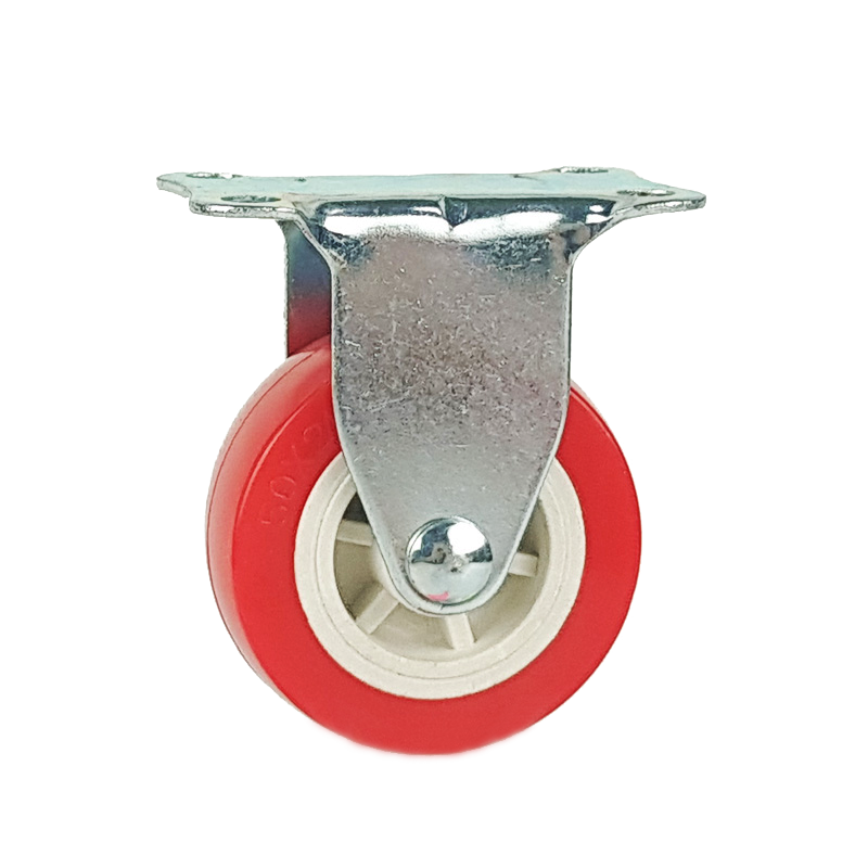 Industrial Light Duty 1 2 3 inch Swivel Fixed Side Brake Zinc Plated Red PVC Wheel Caster Wheel