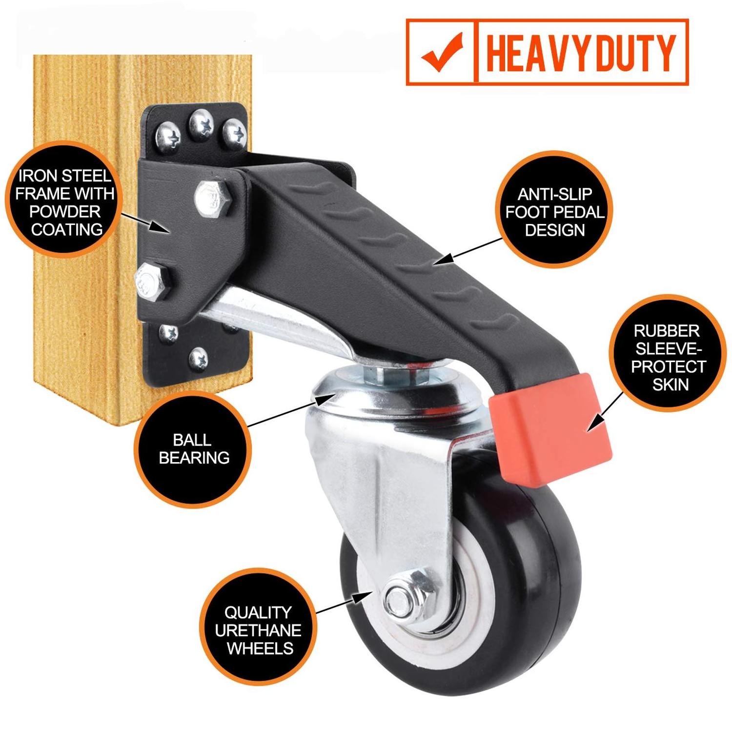 Workbench Casters kit 660 Lbs - Retractable Casters Heavy Duty Bench Caster Wheels Designed for Workbenches Machinery & Tables