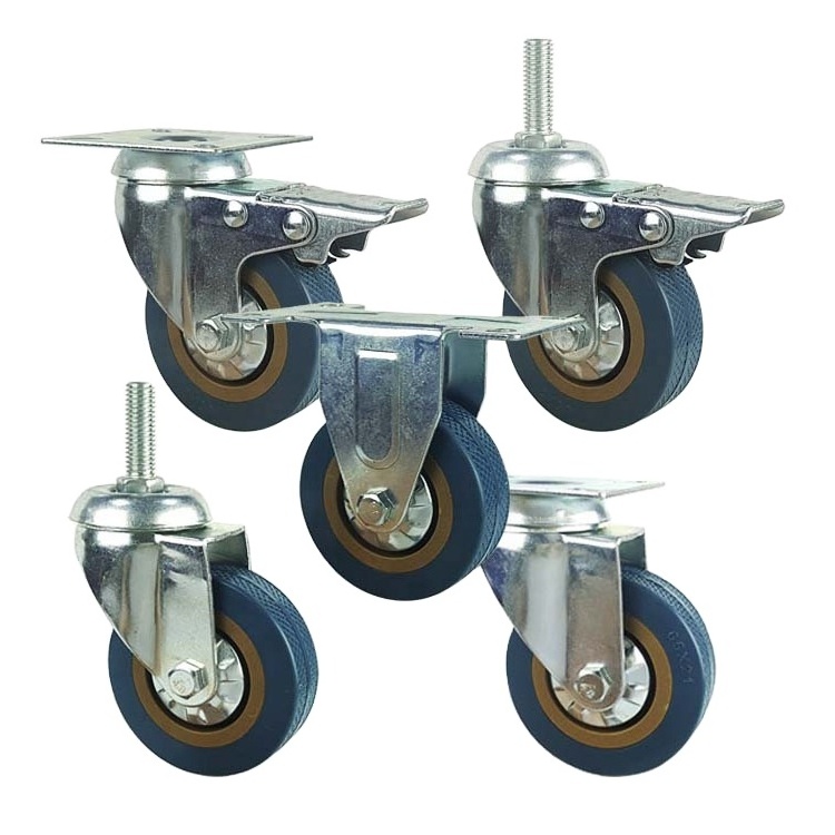 HR Brand Swivel Gray Pvc 2 inch  Swivel Plate Caster Wheels For Trolley And  Furniture Castor Wheels