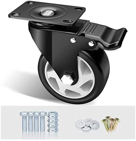 Huarui 2 Inch Casters Set Of 4 Heavy Duty Casters With Brakes Noiseless Locking Casters Polyurethane Material Swivel Plate Caste