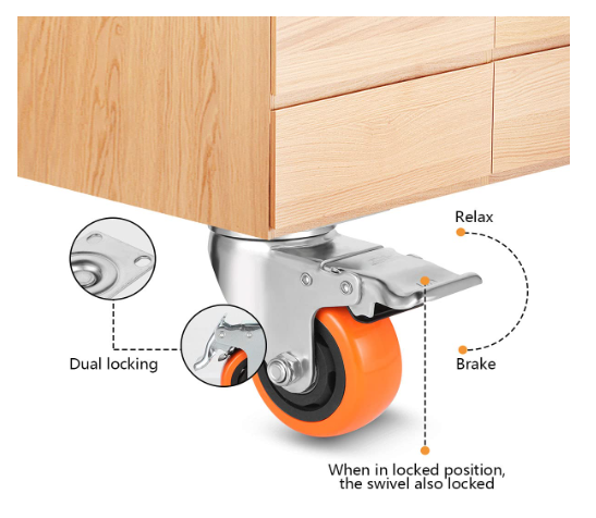 HR 2 Inch Foot Wheel Heavy Load -Bearing Rotation Band Brake Safety Double Brake Static Wheels For Furniture And Carts