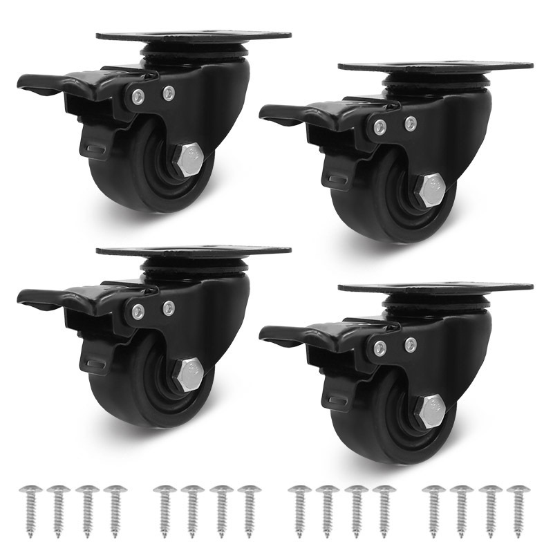 Set Of 4 High Load Capacity Swivel Plate Low Profile Caster Heavy Duty Swivel Nylon Caster Wheels