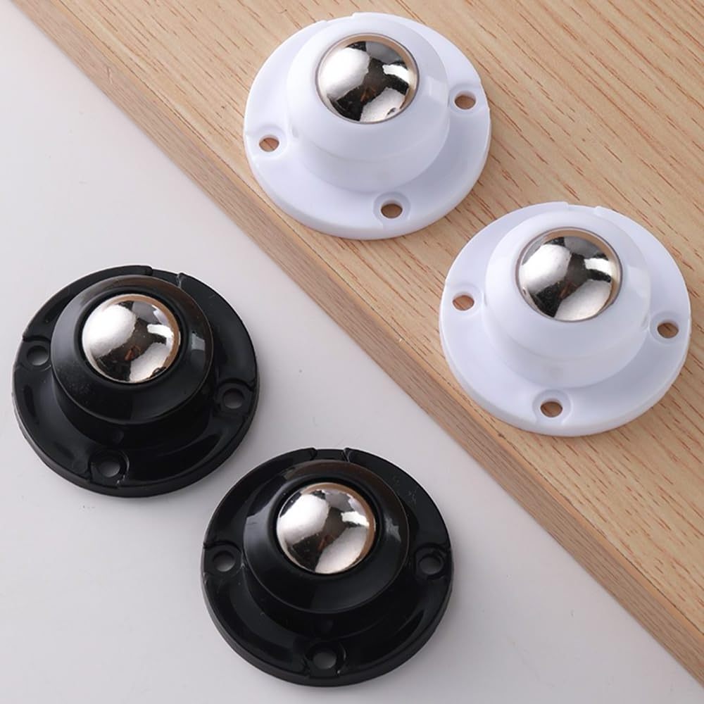 4 Pack 360-Degree Swivel Self-Adhesive Pulleys Stainless Steel Rollers Low Profile Furniture Caster