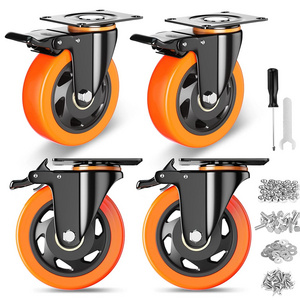 4 Inch Caster Wheels with Brake 2200 Lbs, Locking Industrial Swivel Top Plate Casters Wheel for Furniture and Workbench Cart