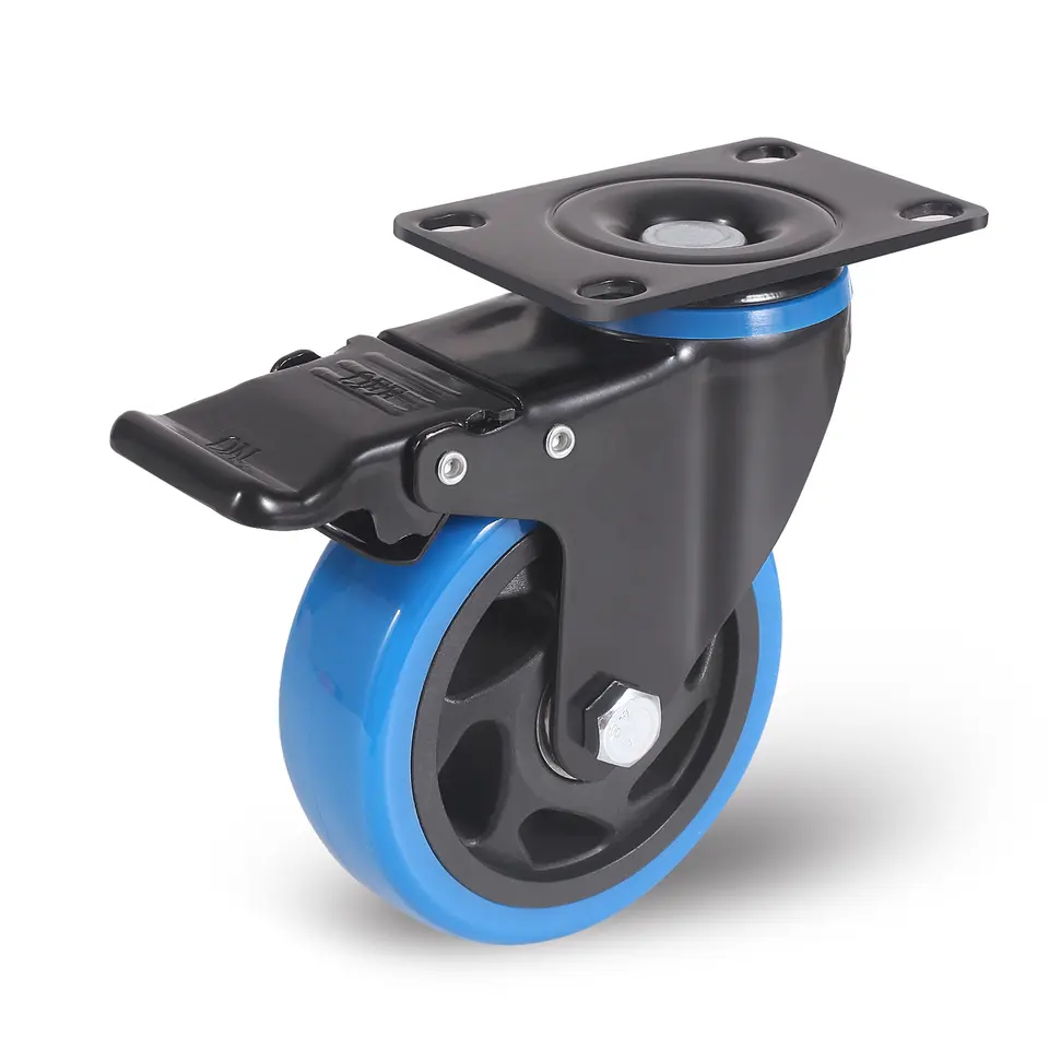 4 Inch Stem Caster Wheels Heavy Duty with Dual Locking 2200Lbs, Threaded Stem Casters 3/8