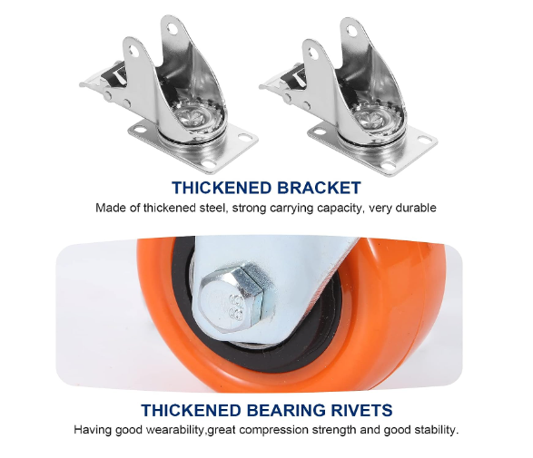 HR 2 Inch Foot Wheel Heavy Load -Bearing Rotation Band Brake Safety Double Brake Static Wheels For Furniture And Carts