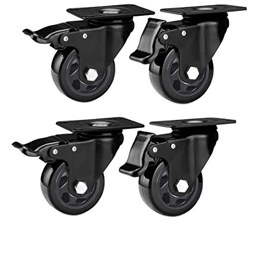 5 Inch Caster Wheels With Brake Pu Heavy Duty Rotating Plate Casters With Double Ball Bearings Furniture Wheels