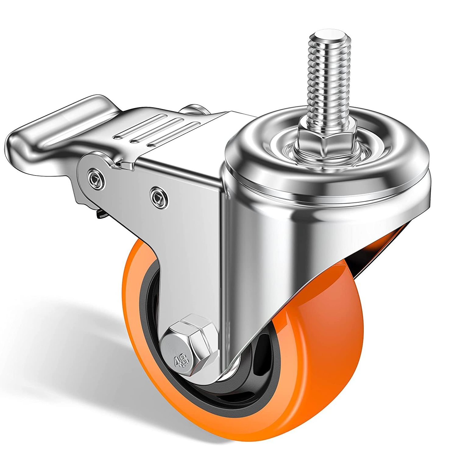 Stem Casters Heavy Duty Swivel Threaded Stem Caster Wheels 1 2 inch Thread Dual Locking Wheel with Brakes Pack