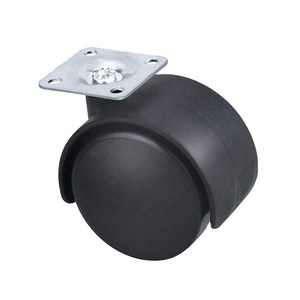 Huarui 30/40/50 Mm Diameter Swivel Plate Installed Furniture Plastic Nylon Material Chair Caster Wheel With Brake