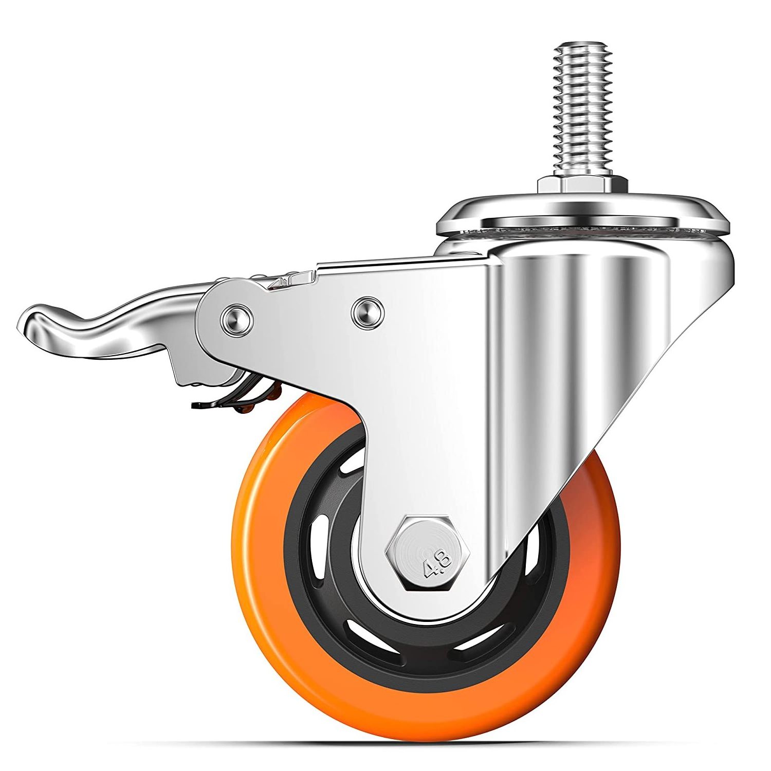 Stem Casters Heavy Duty Swivel Threaded Stem Caster Wheels 1 2 inch Thread Dual Locking Wheel with Brakes Pack