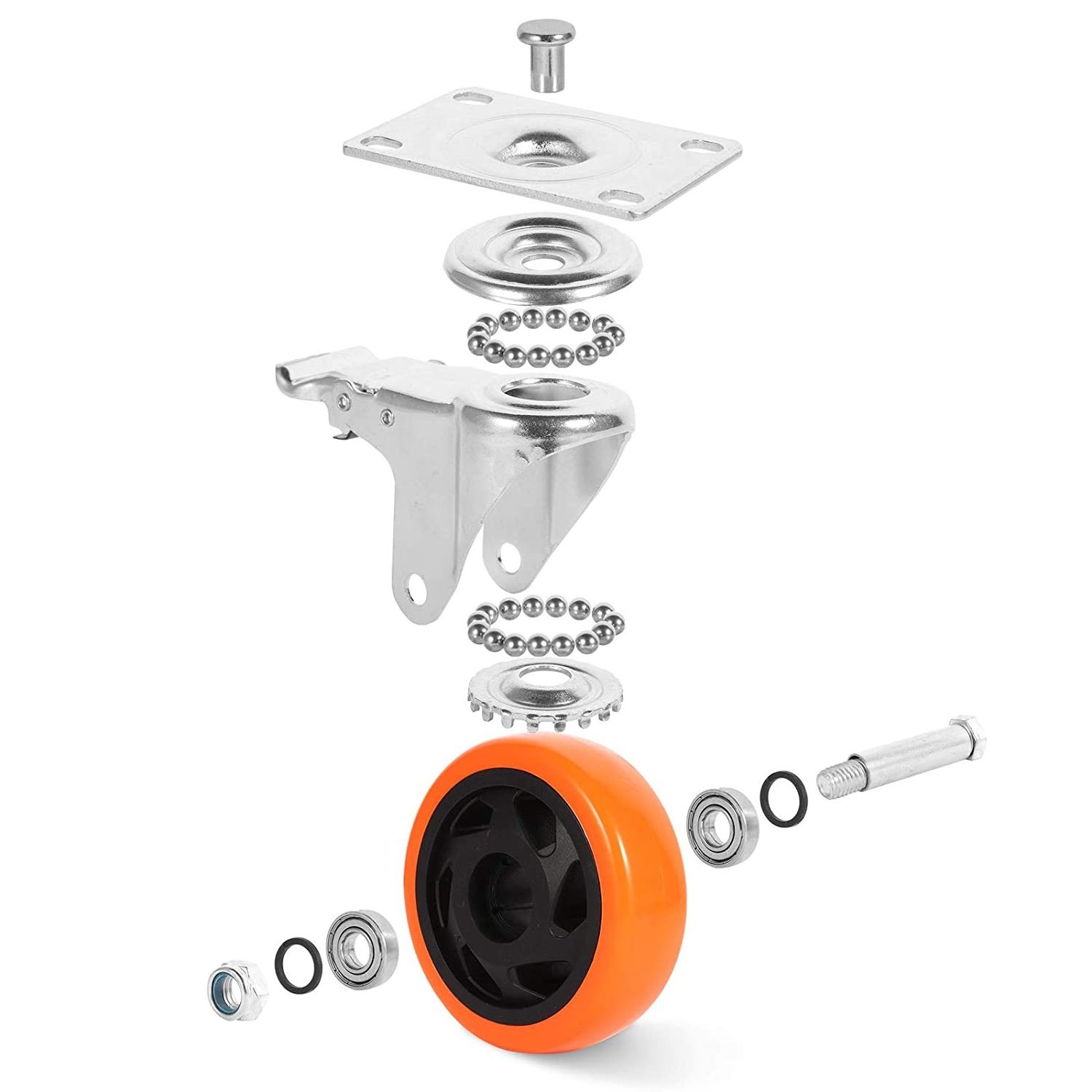 5 In Swivel Casters With Double Locking Heavy Duty High Quality Polyurethane Noise-Free Wheels For Furniture And Carts