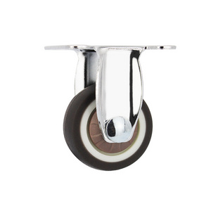 Precision Ball Bearing 32mm Brown TPR Wheels Rigid Castor Furniture Thermoplastic Rubber Caster Wheel for Home Trolleys