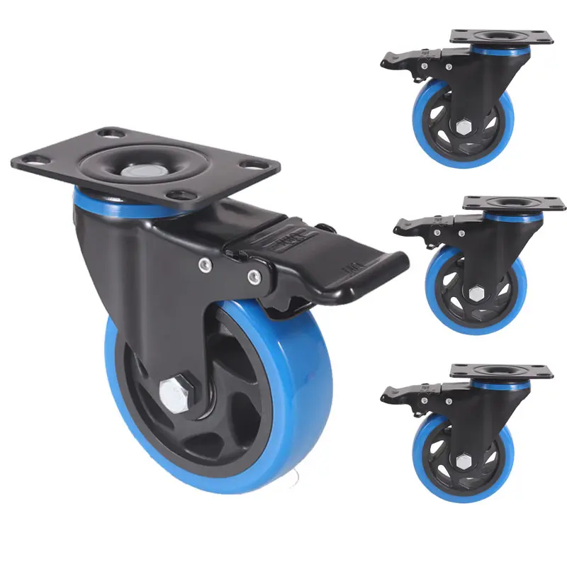 4 Inch Stem Caster Wheels Heavy Duty with Dual Locking 2200Lbs, Threaded Stem Casters 3/8