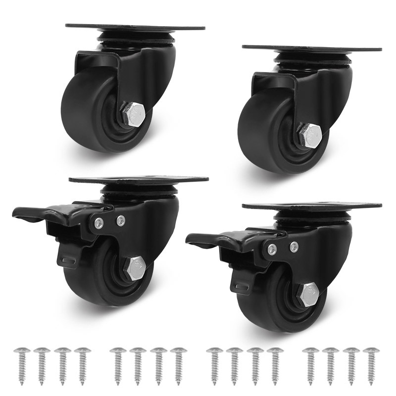 Set Of 4 High Load Capacity Swivel Plate Low Profile Caster Heavy Duty Swivel Nylon Caster Wheels