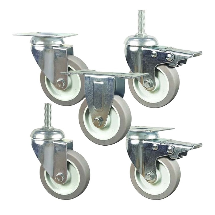 HR Brand Swivel Gray Pvc 2 inch  Swivel Plate Caster Wheels For Trolley And  Furniture Castor Wheels