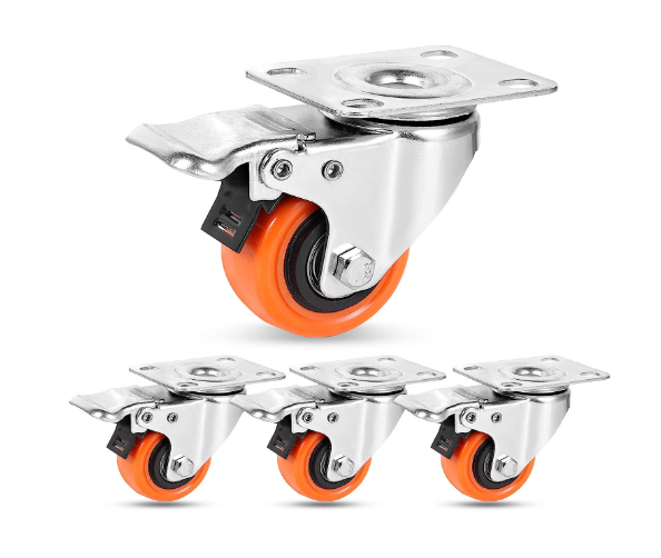 HR 2 Inch Foot Wheel Heavy Load -Bearing Rotation Band Brake Safety Double Brake Static Wheels For Furniture And Carts