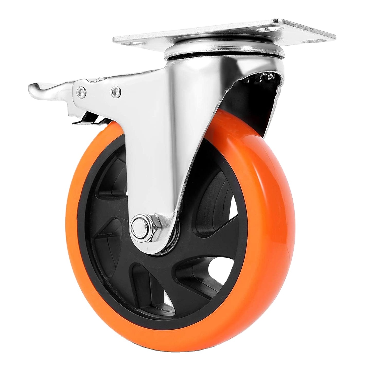 5 In Swivel Casters With Double Locking Heavy Duty High Quality Polyurethane Noise-Free Wheels For Furniture And Carts