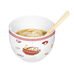 Custom Ceramic Noodles Ramen Bowl With Chopsticks With Color Gift Box White Porcelain Ceramic Bowl