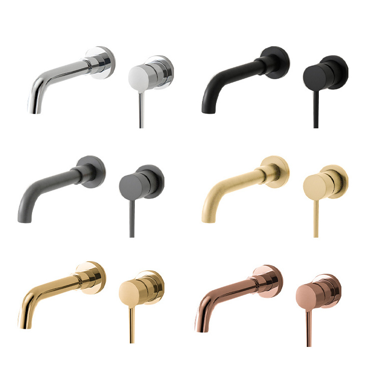 Hot Sale Antique Brass Wall Mounted Rose Gold Basin Mixer Faucets Tap Black Bathroom Concealed Single Handle Basin Mixer Faucet