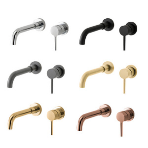 Hot Sale Antique Brass Wall Mounted Rose Gold Basin Mixer Faucets Tap Black Bathroom Concealed Single Handle Basin Mixer Faucet