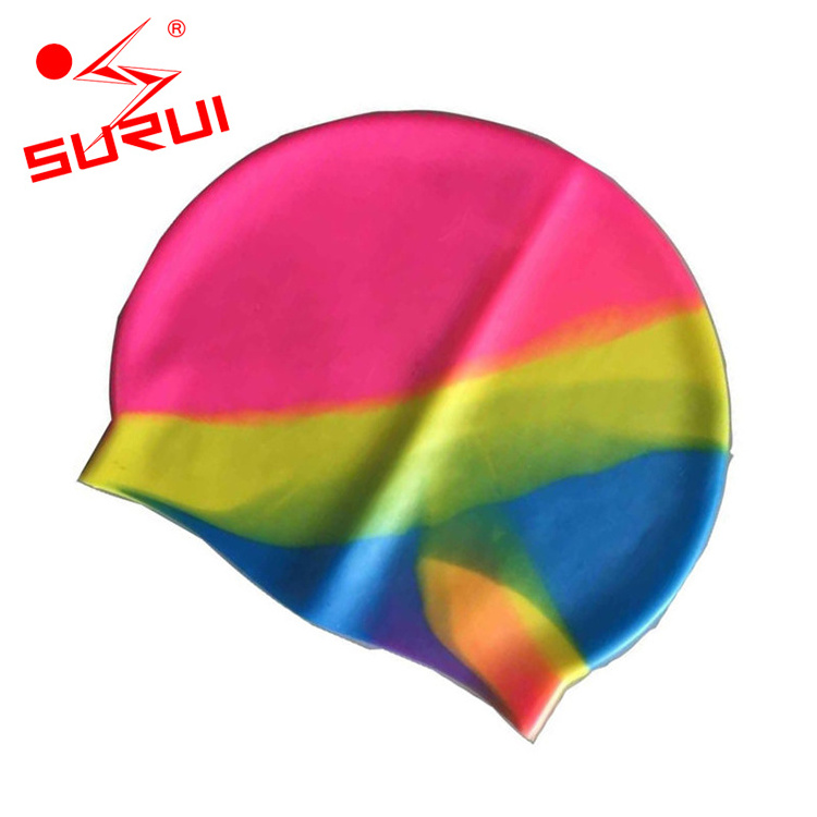 Waterproof Long Hair Sports Girls Latex Swim Caps Swimming Hat