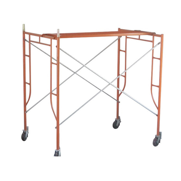 Scaffolding step frame with cat-walk plank and wheel for construction building