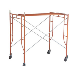 Scaffolding step frame with cat-walk plank and wheel for construction building