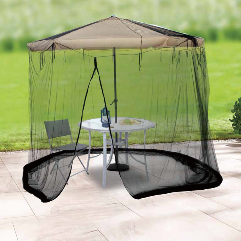 Umbrella Mosquito Netting - Polyester Mesh Screen with Zipper Opening and Water Tube at Base to Hold in Place - Helps Protect fr