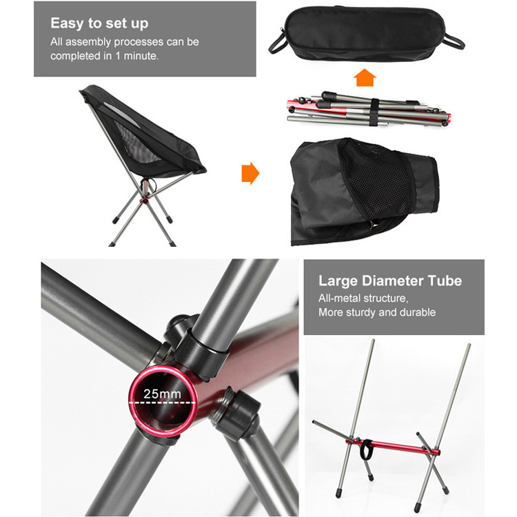 Outdoor beach chair Lightweight Portable Picnic Recliner Foldable Aluminum Moon folding camping chair