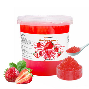 high quality 3kg instant strawberry bursting popping boba pearl for dessert milk bubble tea shop fruit tea smoothie toppings