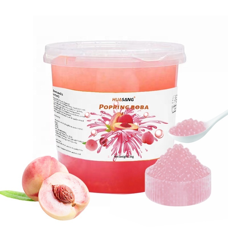 high quality 3kg instant strawberry bursting popping boba pearl for dessert milk bubble tea shop fruit tea smoothie toppings