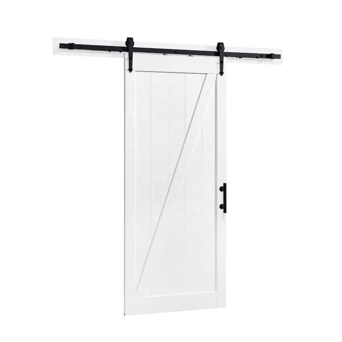 white pvc film covered MDF Wood sliding barn door with or without hardware kit and handle