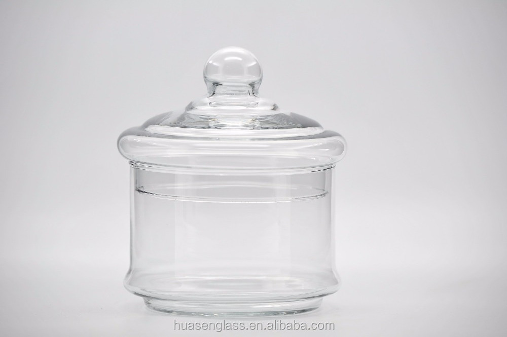 Small size sweet glass cookie pot food jar glass candy jar with lid for christmas