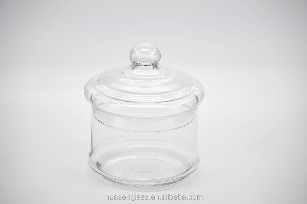 Small size sweet glass cookie pot food jar glass candy jar with lid for christmas